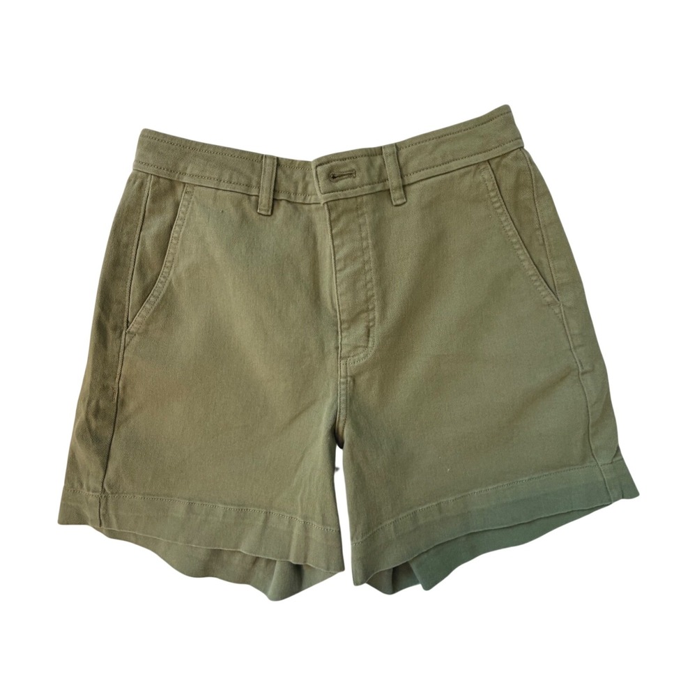 Everlane Olive Green Cotton Chino Shorts High Rise Utility Preppy size 8